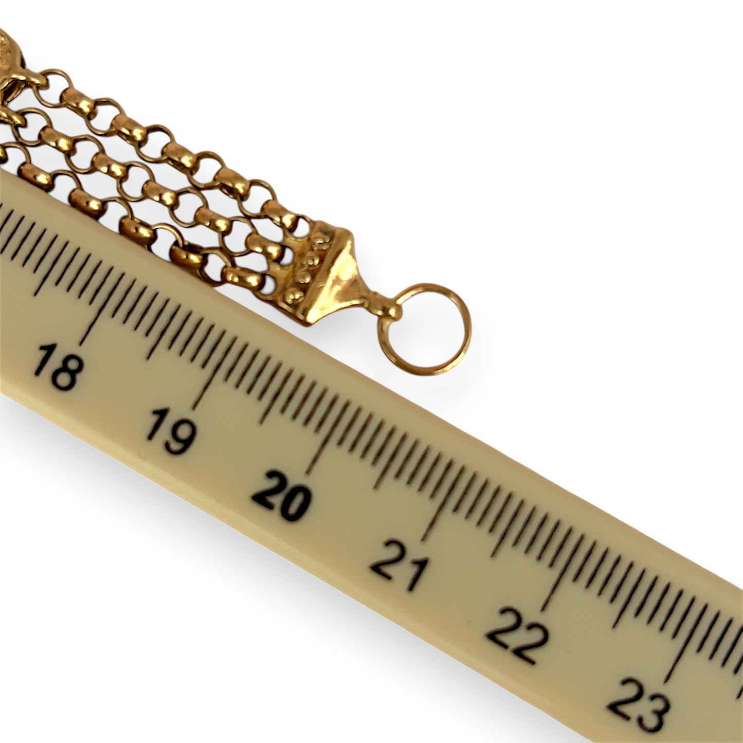 NZGD | 9ct Gold Vintage‑Inspired Imperial Garnet & Fob Bracelet 20cm