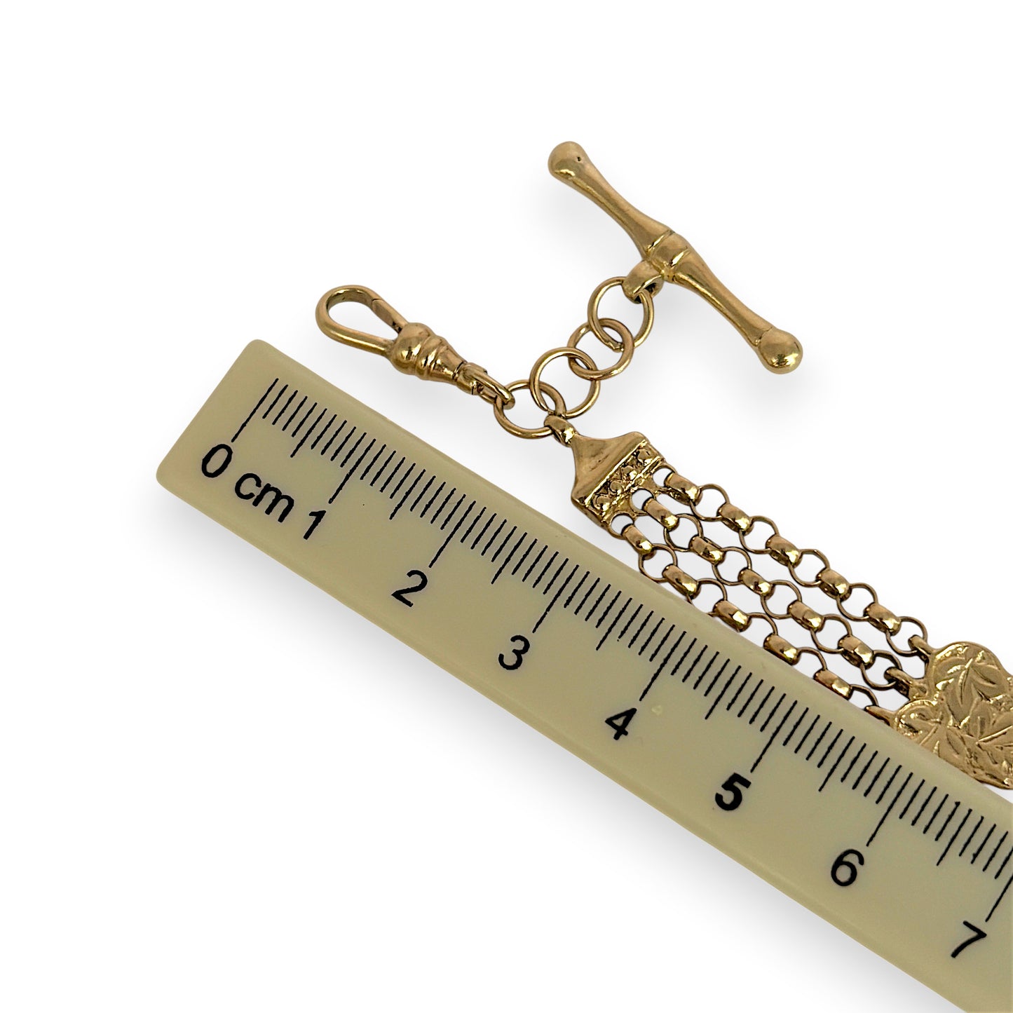 NZGD | 9ct Gold Vintage‑Inspired Imperial Garnet & Fob Bracelet 20cm