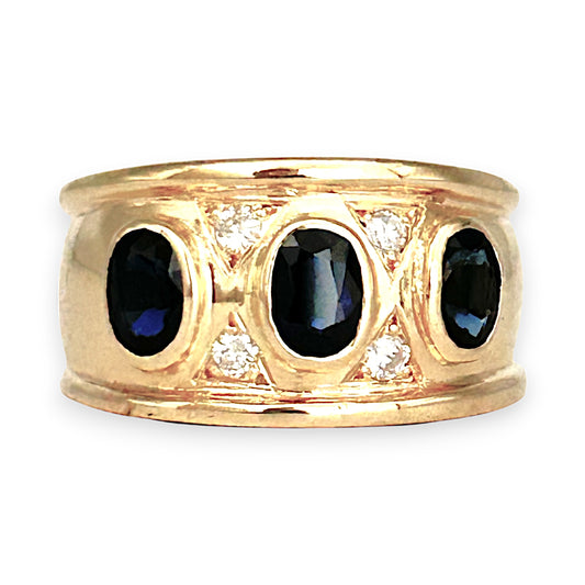 GOLD DEAL | 18K Gold Sapphire & Diamond Dress Ring Valuation $6,250