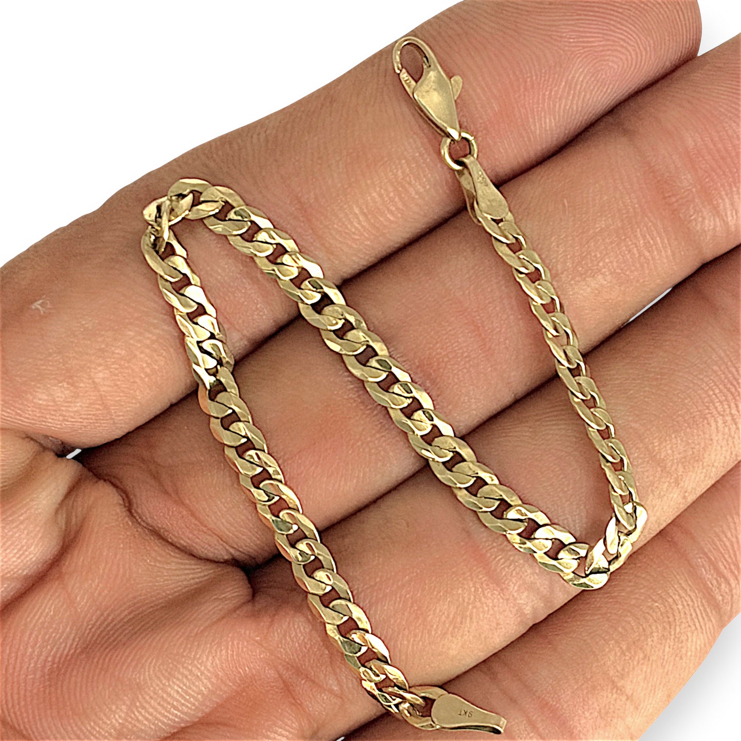 NZGD | 9ct Gold Modern Sleek Curb Bracelet 17.5cm
