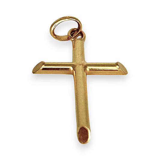 GOLD DEAL | 18ct (18K) Gold Refined Cut-Edge Round Cross Pendant