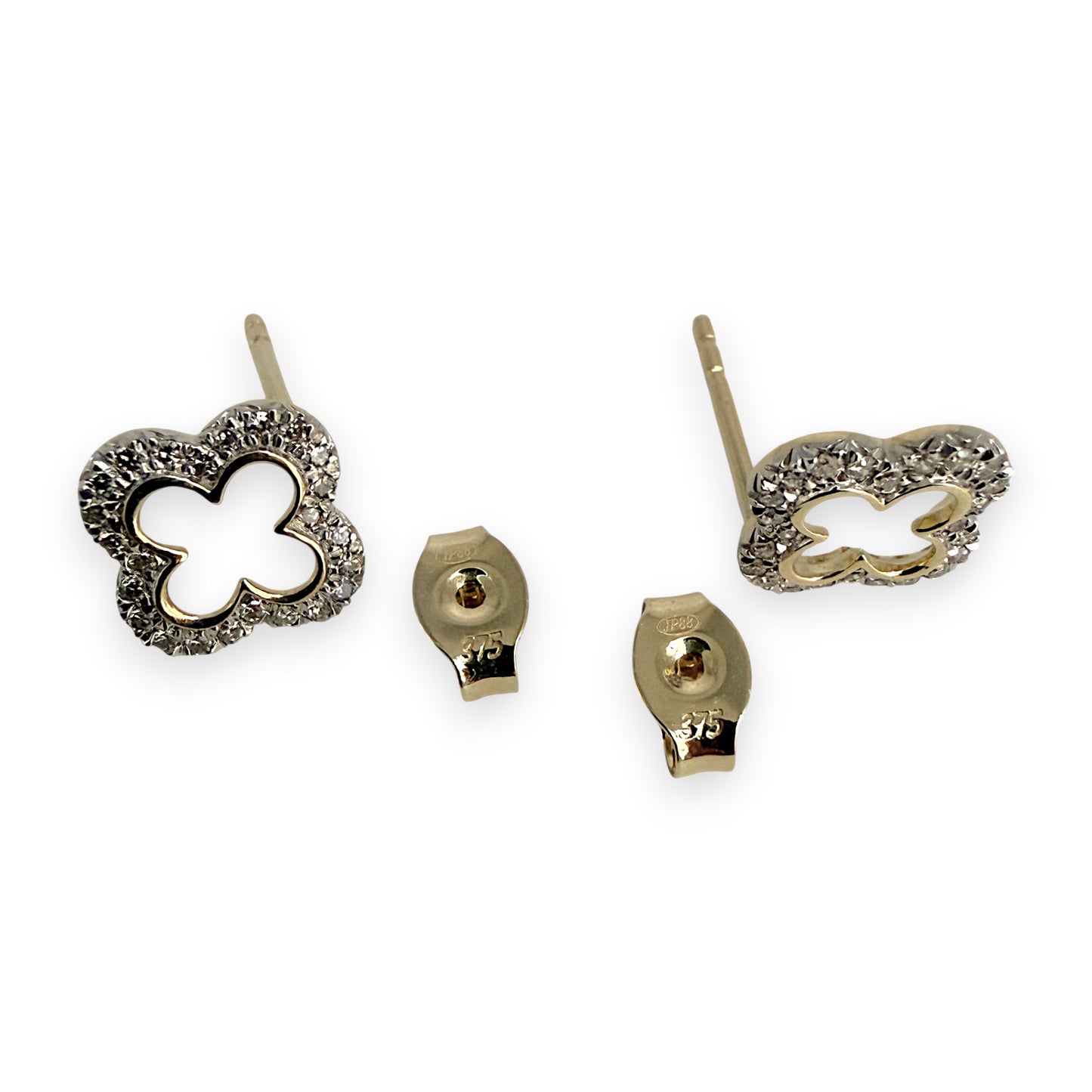BRAND NEW | 9ct Gold Cloverlight Stud Earrings with Diamonds