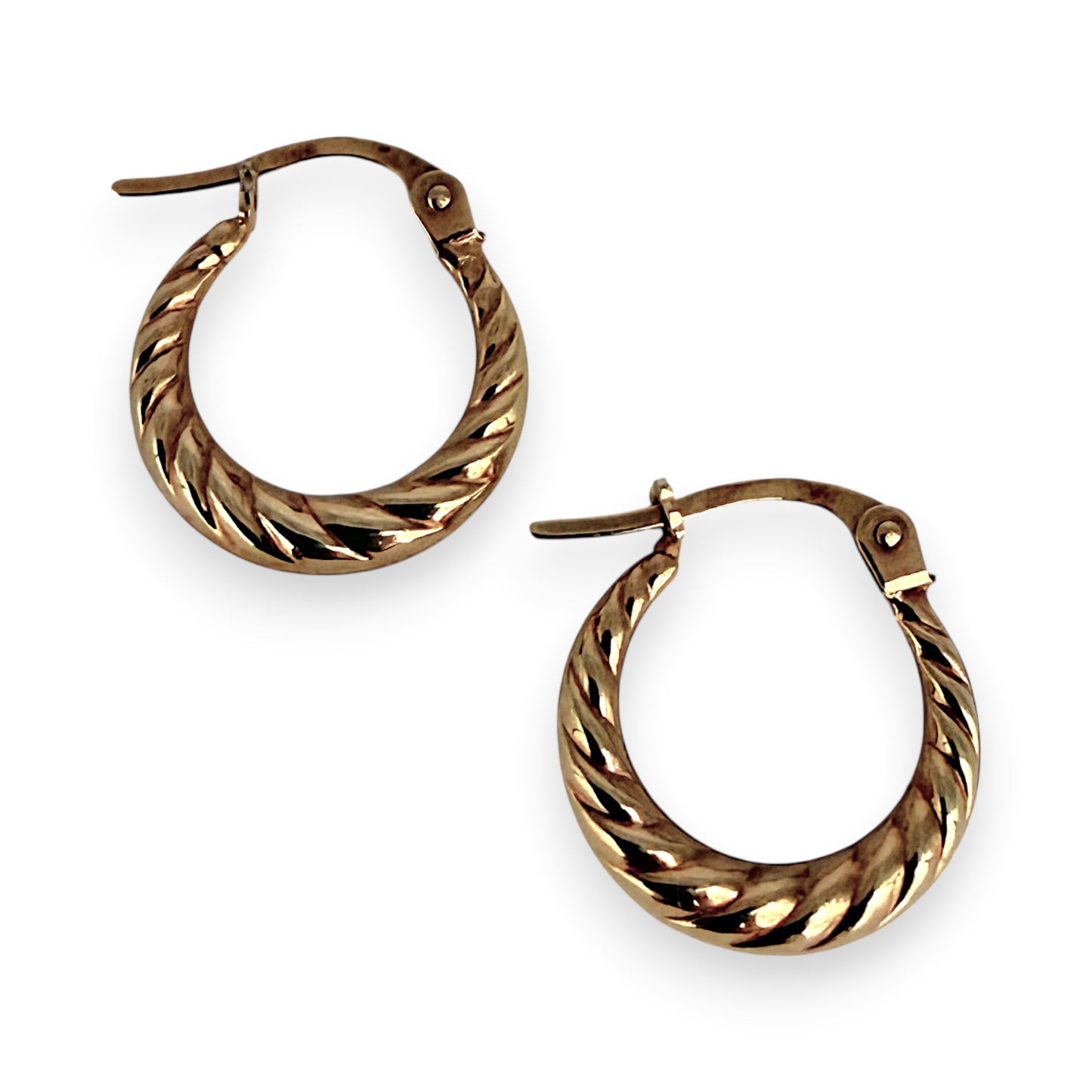 NZGD | 9ct Gold UNOAERRE Ripple Hoop Earrings 13.6mm