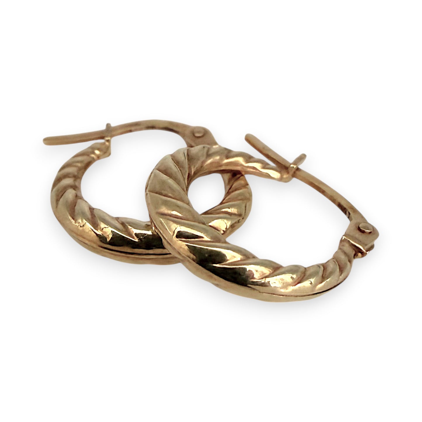 NZGD | 9ct Gold UNOAERRE Ripple Hoop Earrings 13.6mm
