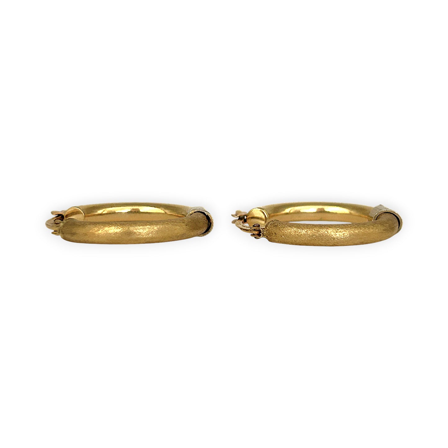 NZGD | 9ct Gold Textural Staple Hoop Earrings 21.4mm