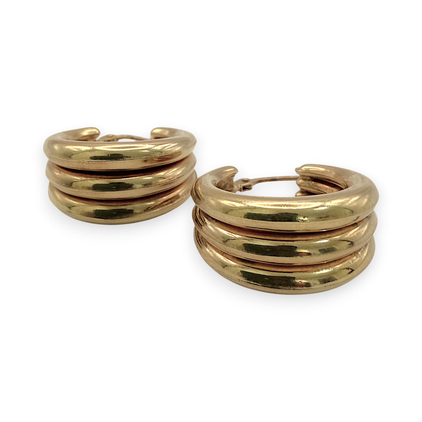 NZGD | 9ct Gold The Tri‑Luxe Hoops Earrings - UNOAERRE 21.1mm