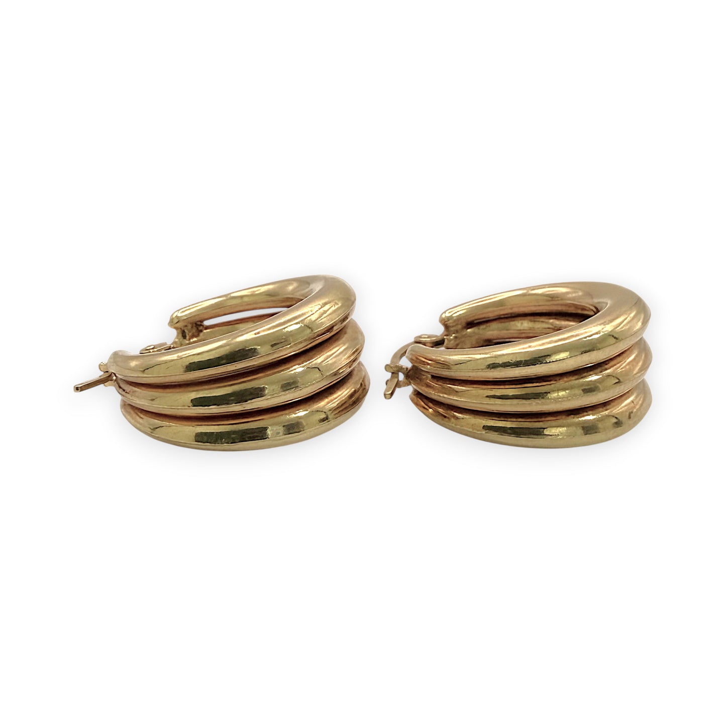 NZGD | 9ct Gold The Tri‑Luxe Hoops Earrings - UNOAERRE 21.1mm