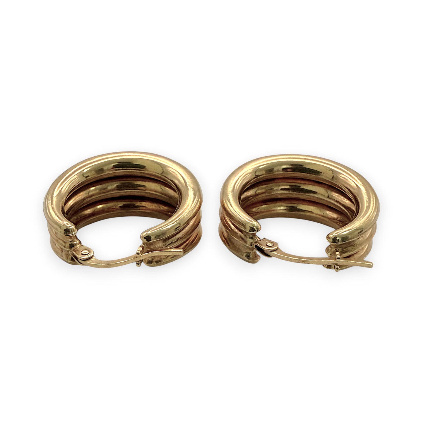 NZGD | 9ct Gold The Tri‑Luxe Hoops Earrings - UNOAERRE 21.1mm