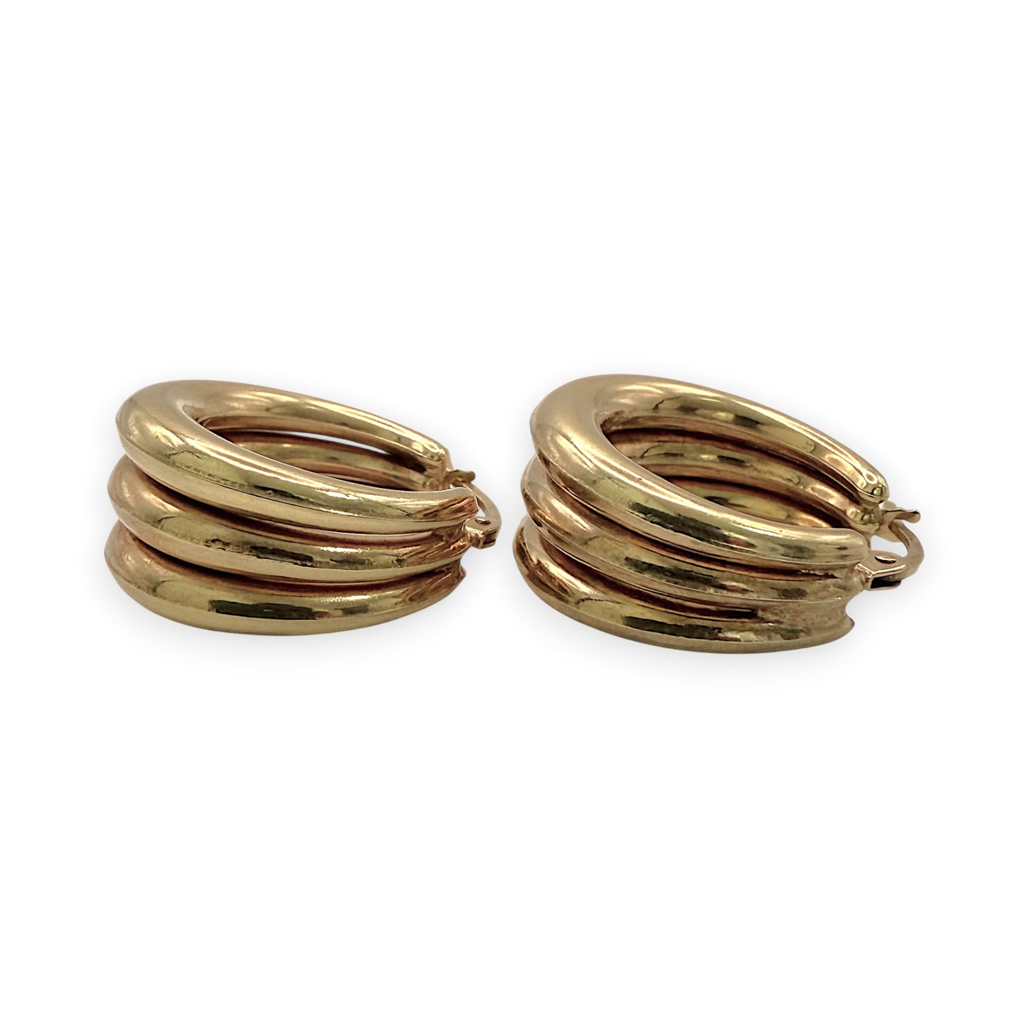 NZGD | 9ct Gold The Tri‑Luxe Hoops Earrings - UNOAERRE 21.1mm