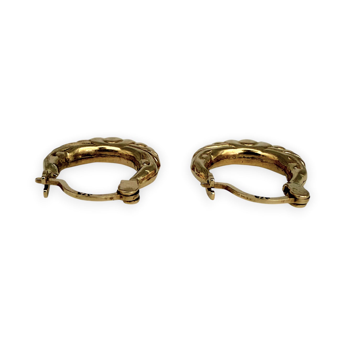 NZGD | 9ct Gold Vintage Crest Hoop Earrings 13.6mm