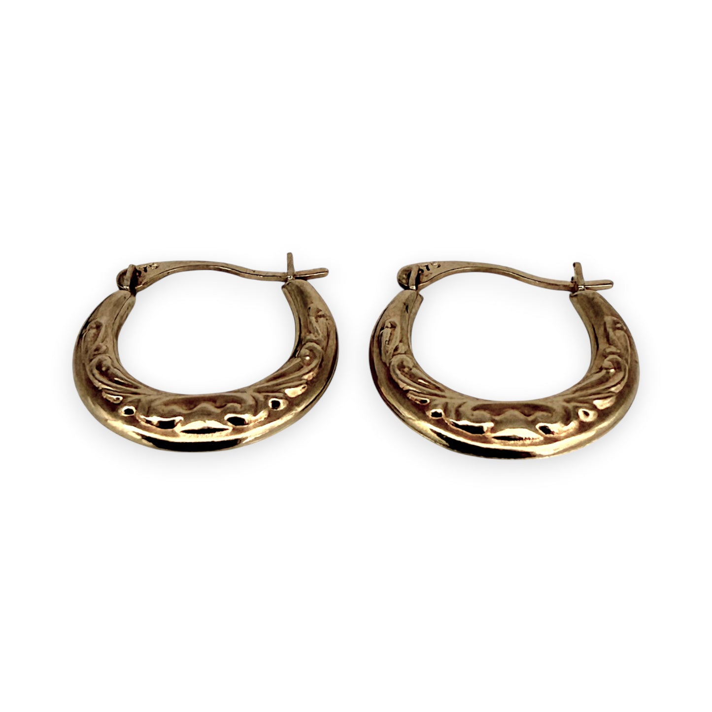 NZGD | 9ct Gold Vintage Petite Crest Hoop Earrings 13.4mm