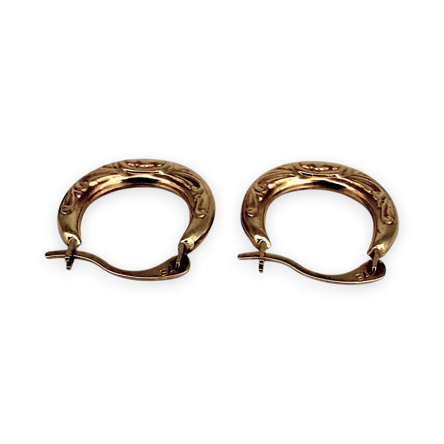 NZGD | 9ct Gold Vintage Petite Crest Hoop Earrings 13.4mm