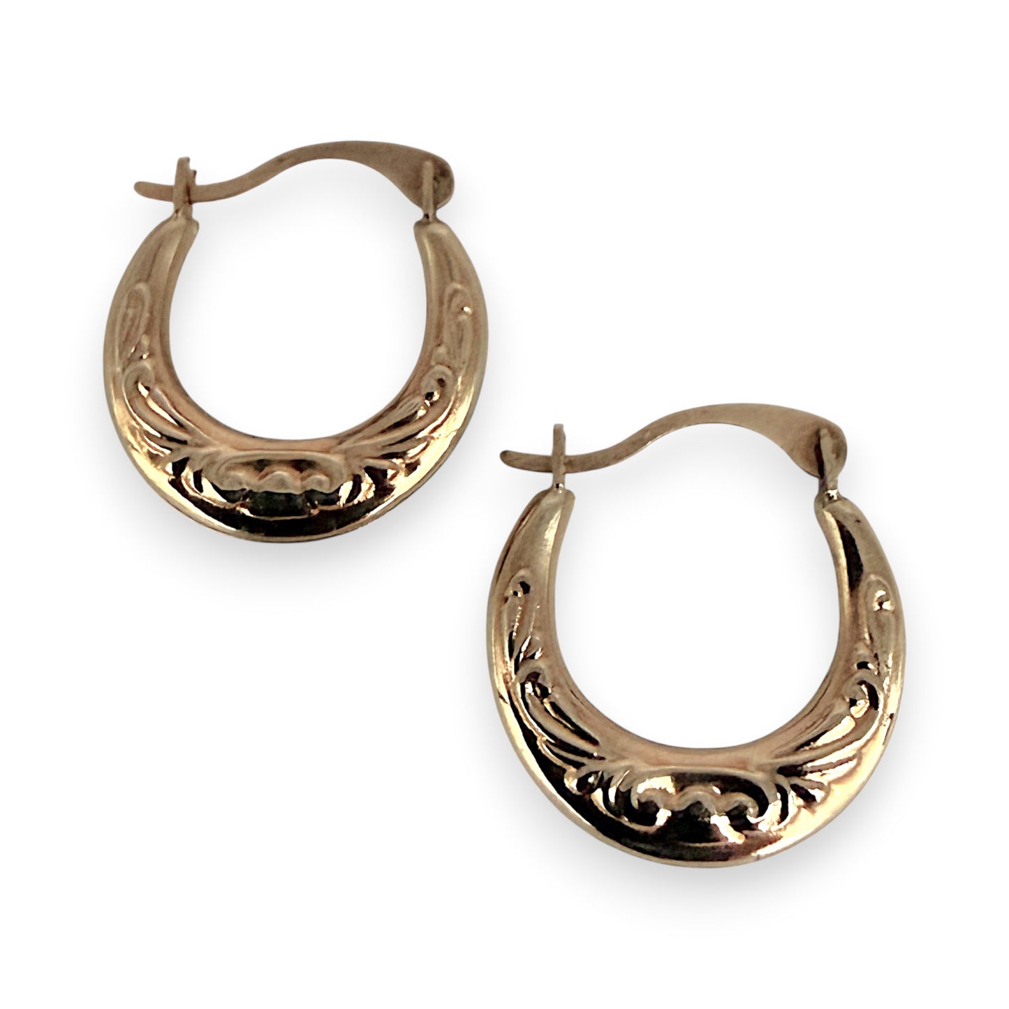 NZGD | 9ct Gold Vintage Petite Crest Hoop Earrings 13.4mm