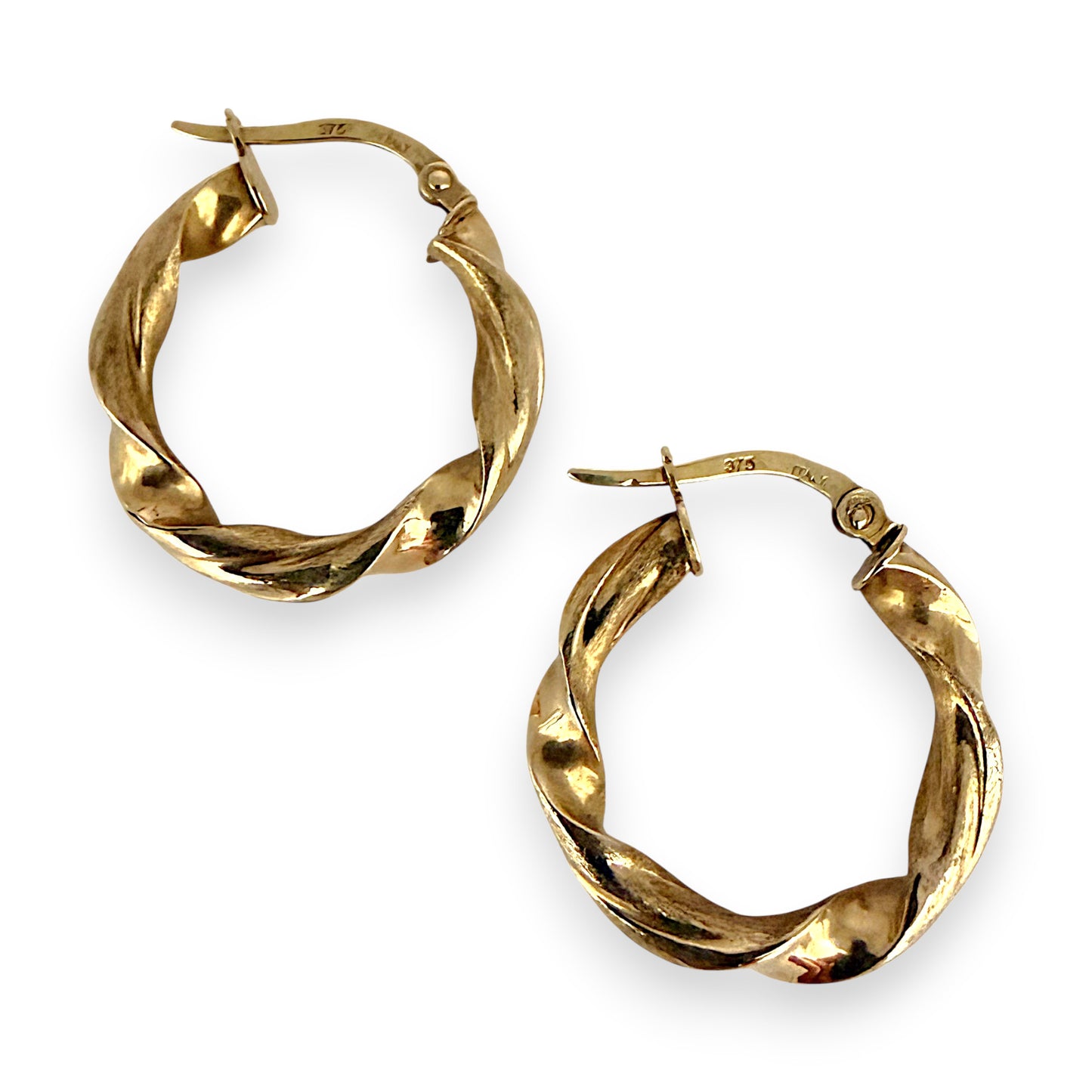 NZGD | 9ct Gold Textured Twist Heritage Earrings 21.4mm