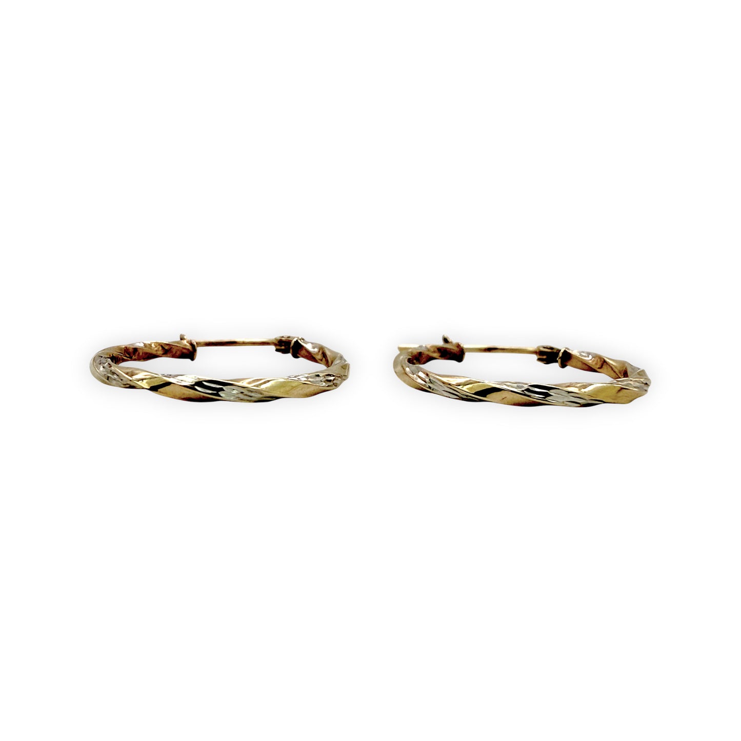NZGD | 9ct Y/W Gold Twisted Light Hoop Earrings 19.3mm