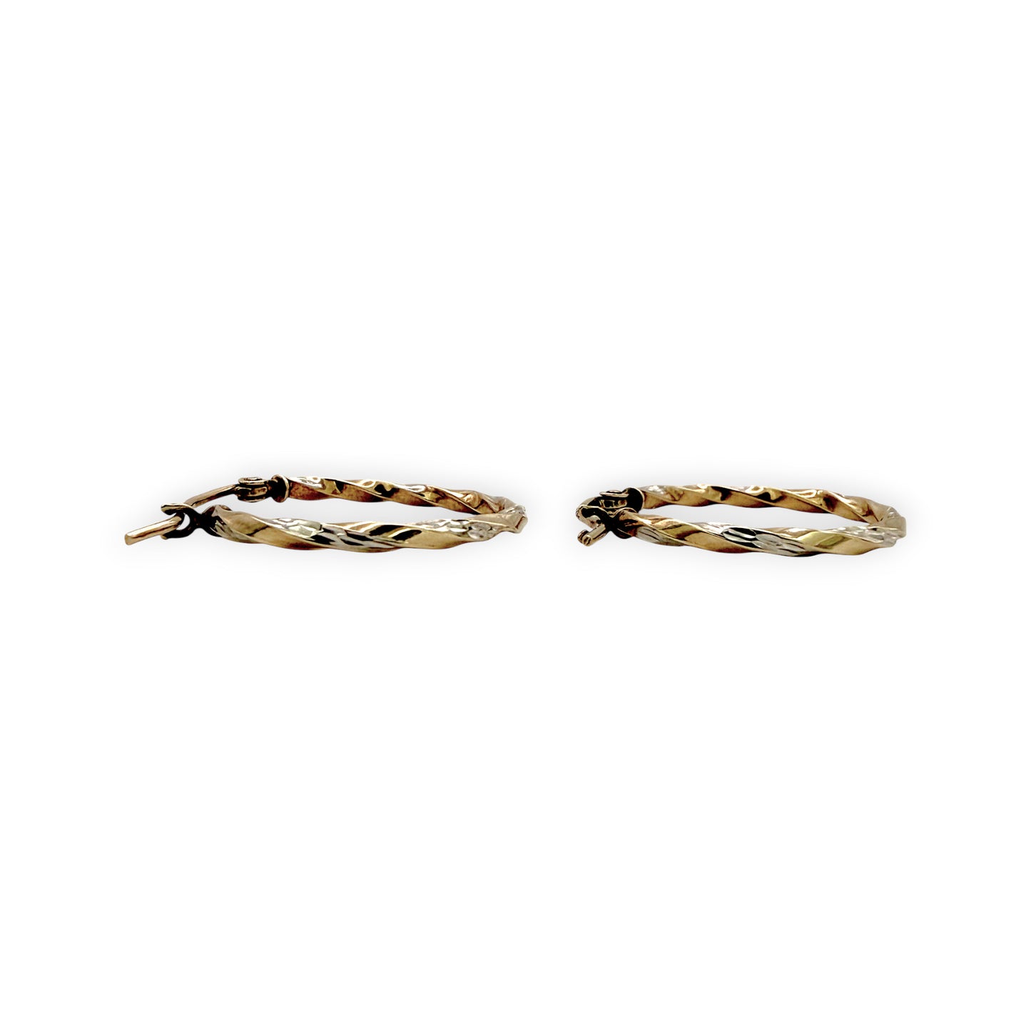 NZGD | 9ct Y/W Gold Twisted Light Hoop Earrings 19.3mm