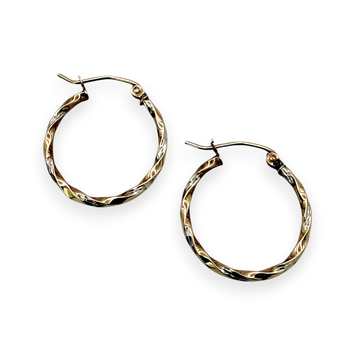 NZGD | 9ct Y/W Gold Twisted Light Hoop Earrings 19.3mm