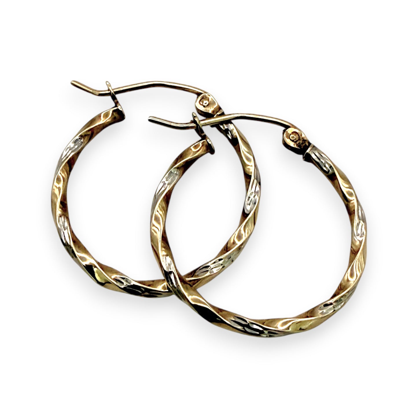 NZGD | 9ct Y/W Gold Twisted Light Hoop Earrings 19.3mm