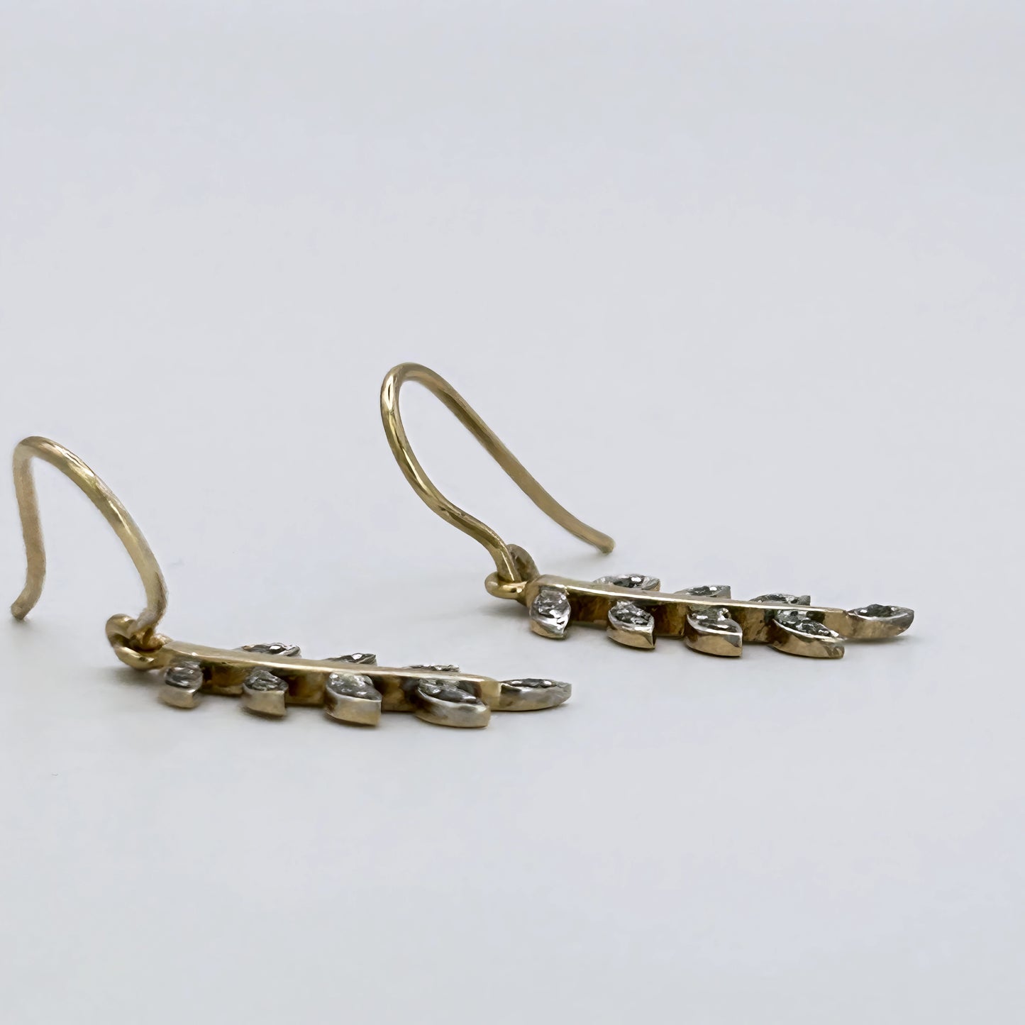 GOLD DEAL | 9kt Gold Whisperleaf Diamond Dangle Earrings