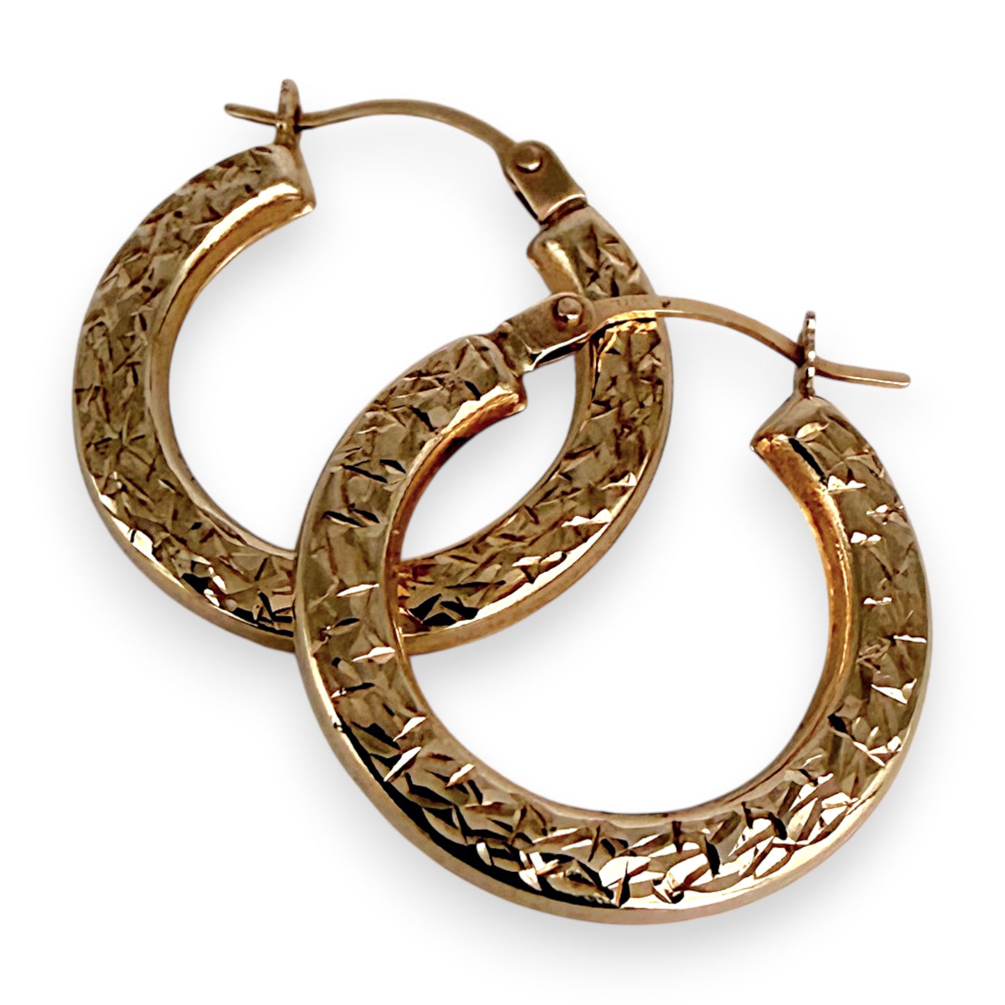 NZGD | 9ct Gold Textured Radiance Hoop Earrings 18.2mm