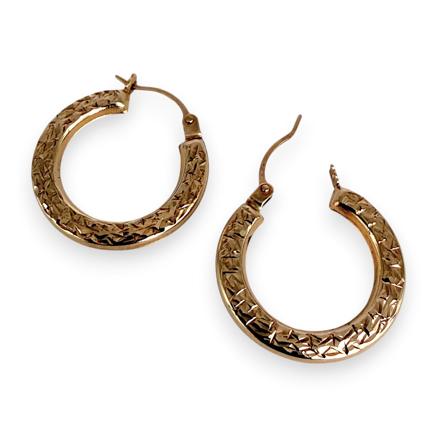 NZGD | 9ct Gold Textured Radiance Hoop Earrings 18.2mm