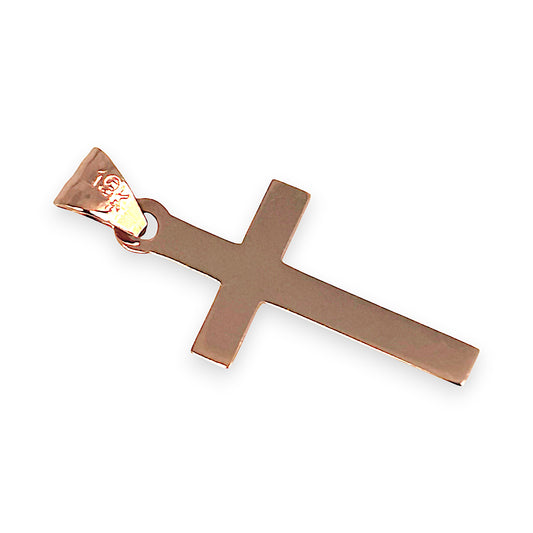 GOLD DEAL | 18ct (18K) Rose Gold Modest Flat Cross Pendant
