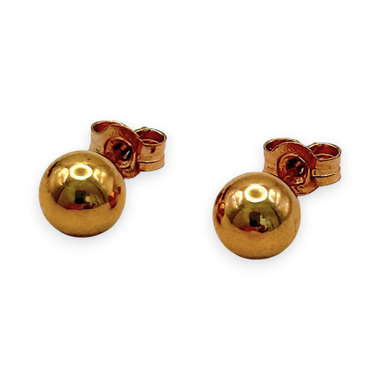 NZGD | 9ct Rose Gold Minimalist Gold Ball Earrings 5.9mm