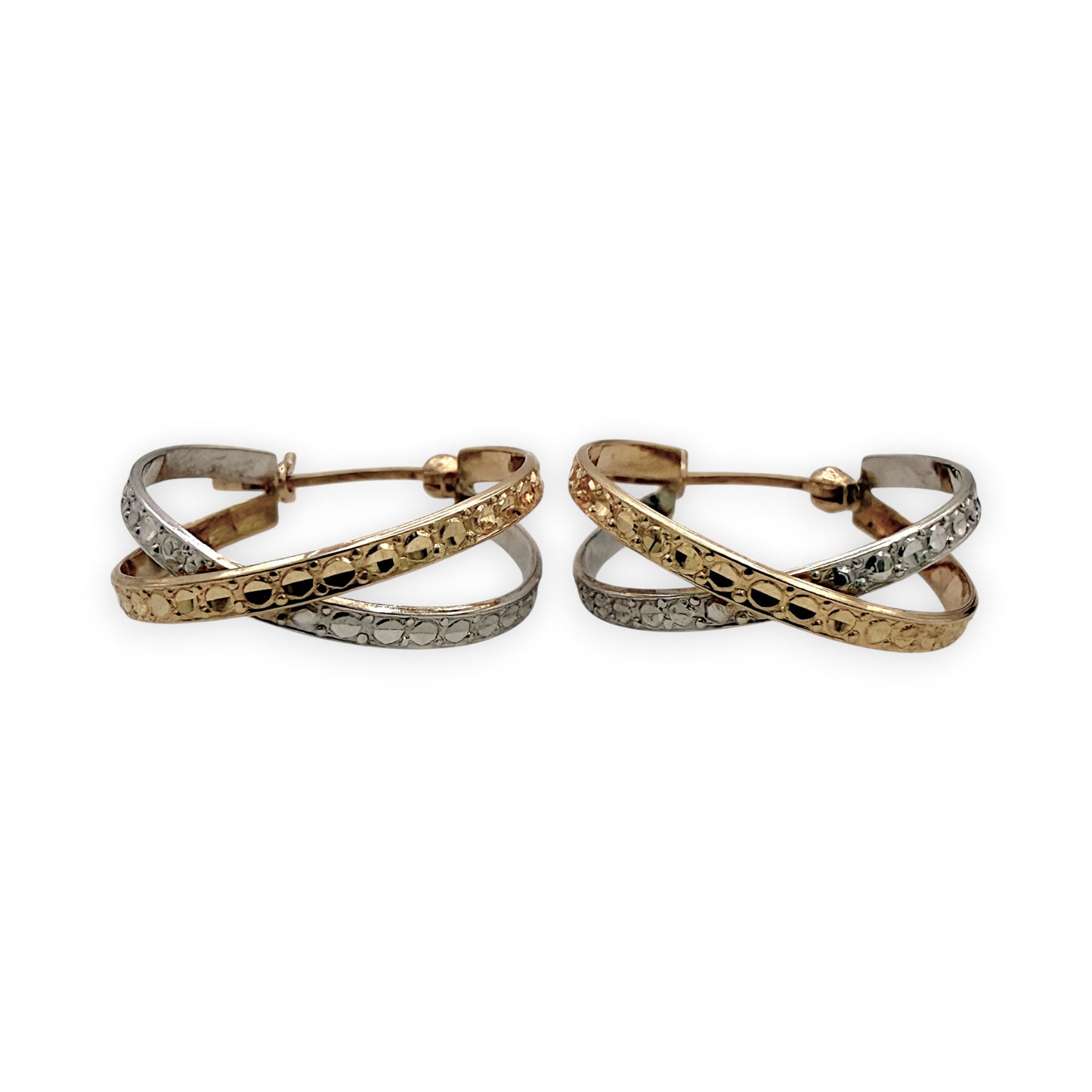 NZGD | 9ct Y/W Gold Dual Harmony Eternity Hoops Earrings 18.3mm