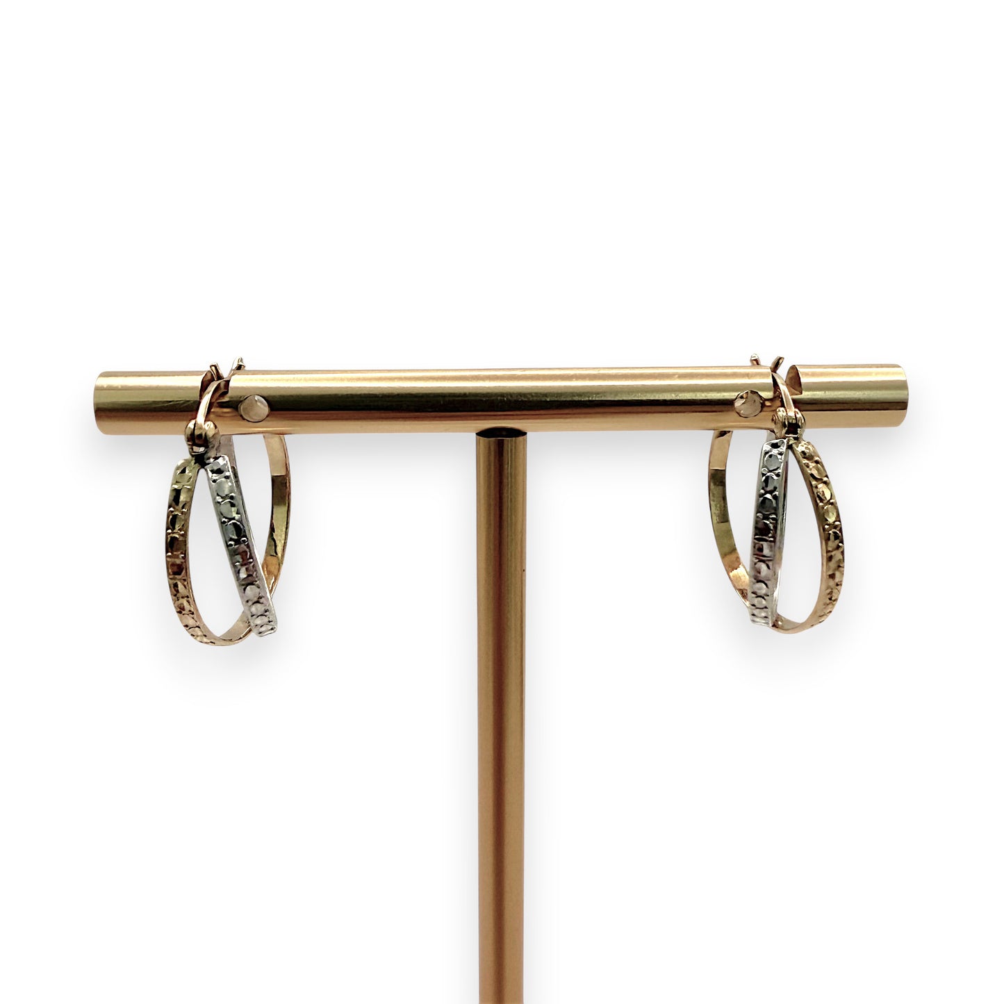 NZGD | 9ct Y/W Gold Dual Harmony Eternity Hoops Earrings 18.3mm