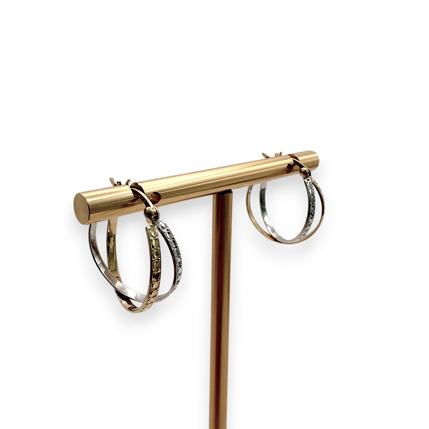 NZGD | 9ct Y/W Gold Dual Harmony Eternity Hoops Earrings 18.3mm