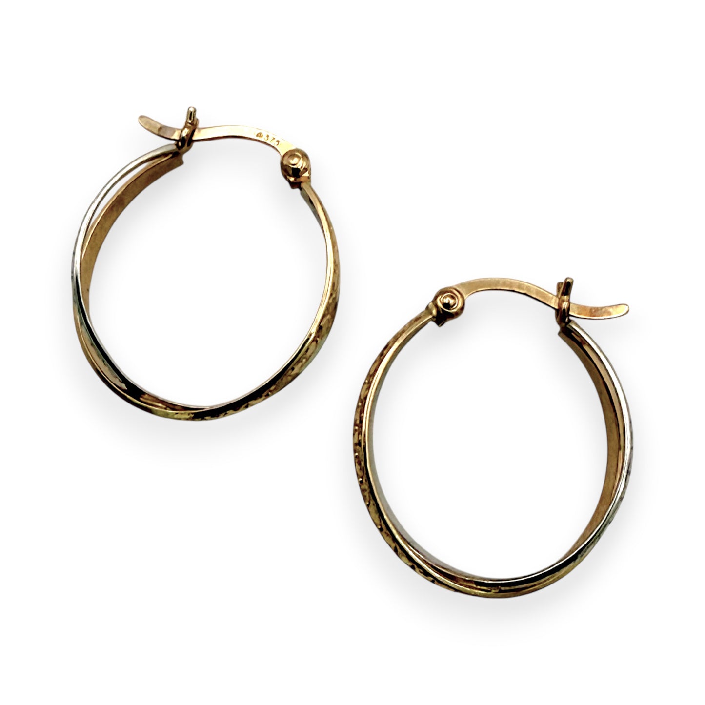 NZGD | 9ct Y/W Gold Dual Harmony Eternity Hoops Earrings 18.3mm