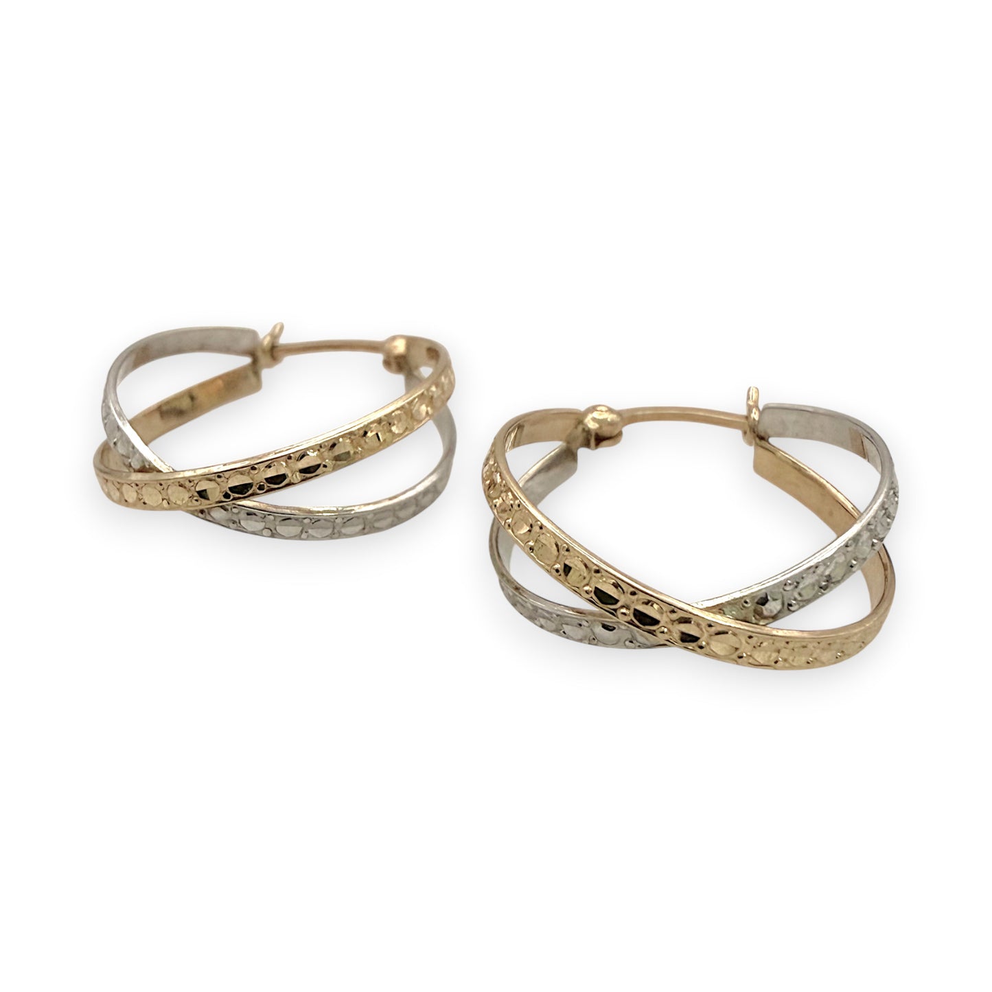 NZGD | 9ct Y/W Gold Dual Harmony Eternity Hoops Earrings 18.3mm