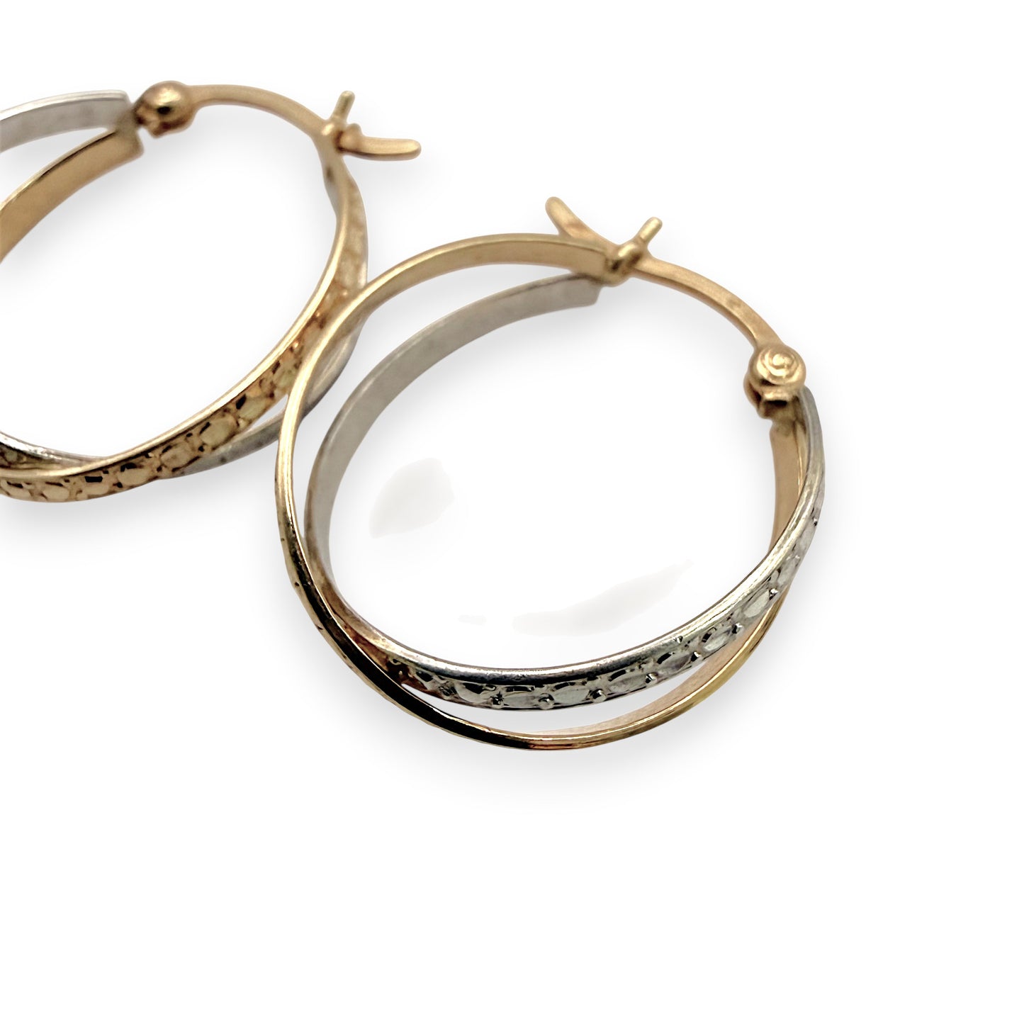 NZGD | 9ct Y/W Gold Dual Harmony Eternity Hoops Earrings 18.3mm