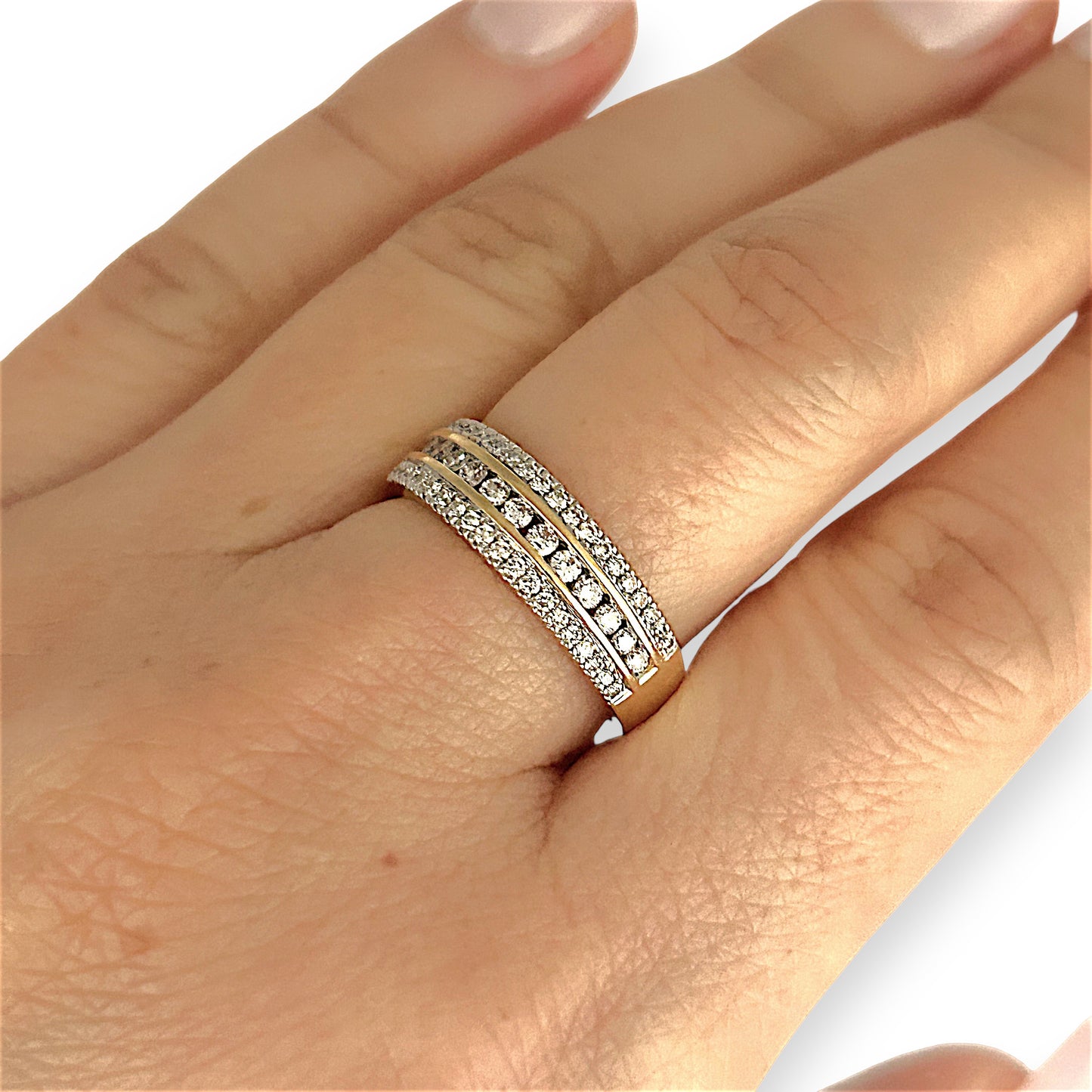 GOLD DEAL | 18ct (18K) Gold 3 Channel 0.50ct Diamond Set Ring Valuation $4,050
