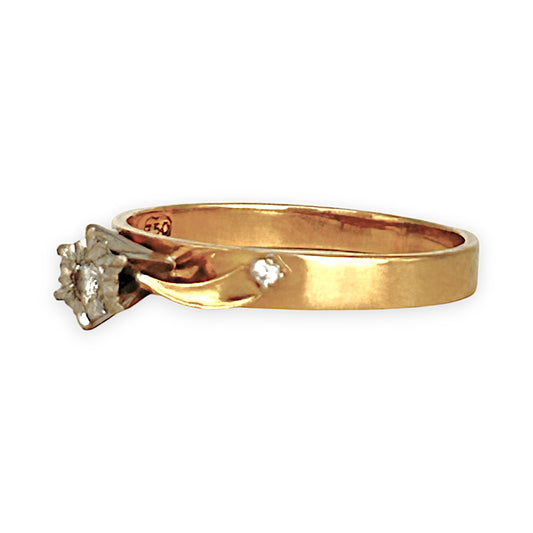 GOLD DEAL | 18ct (18K) Gold & Diamond Dress Ring Size O