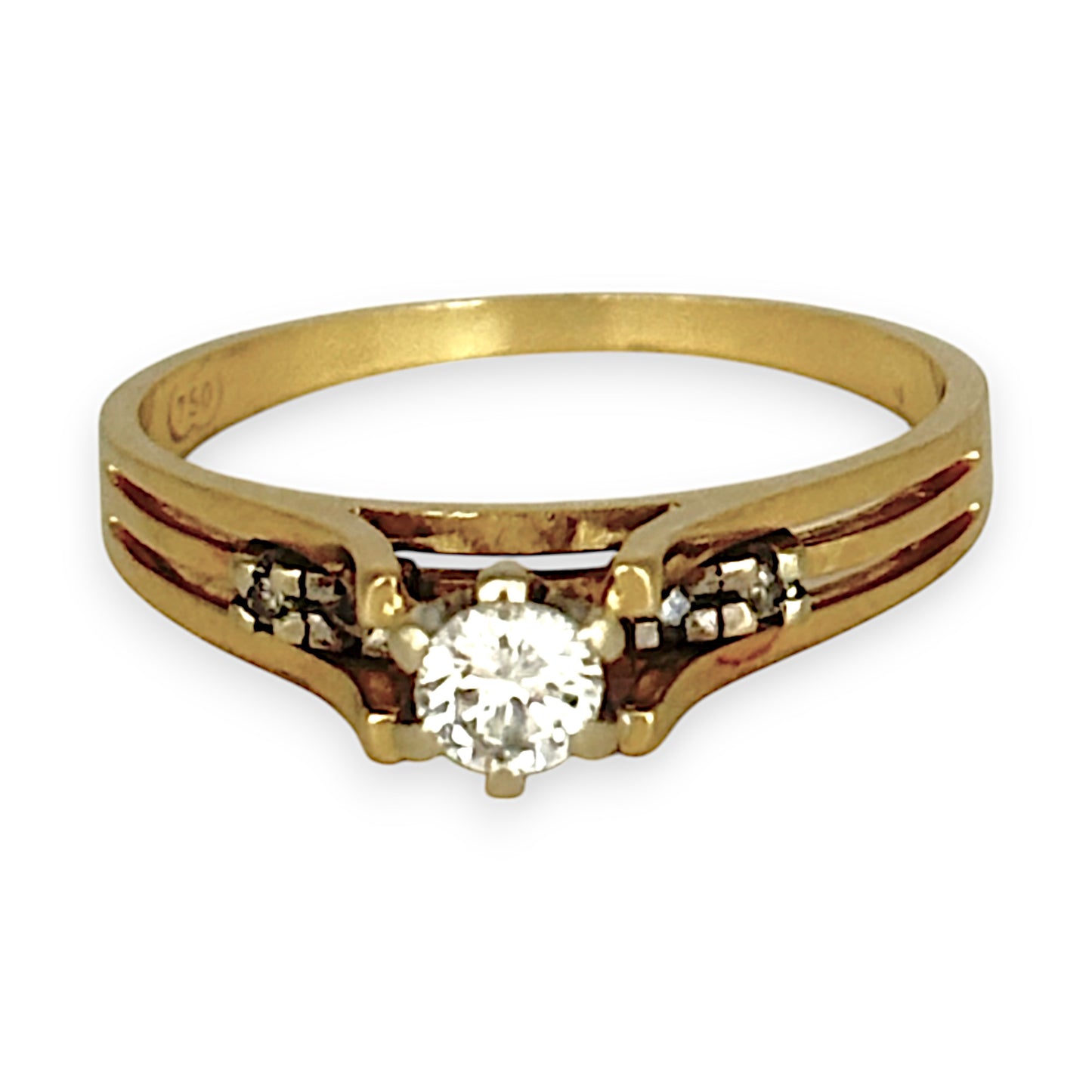 GOLD DEAL | 18ct (18K) Gold Solitaire Diamond 0.25ct Ring Size M1/2