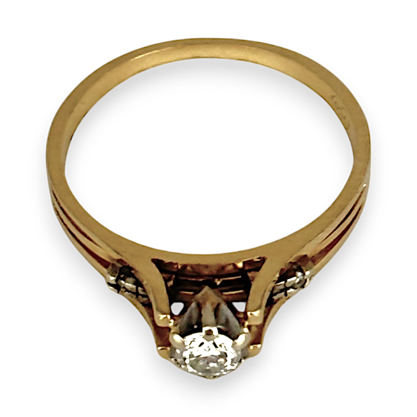 GOLD DEAL | 18ct (18K) Gold Solitaire Diamond 0.25ct Ring Size M1/2