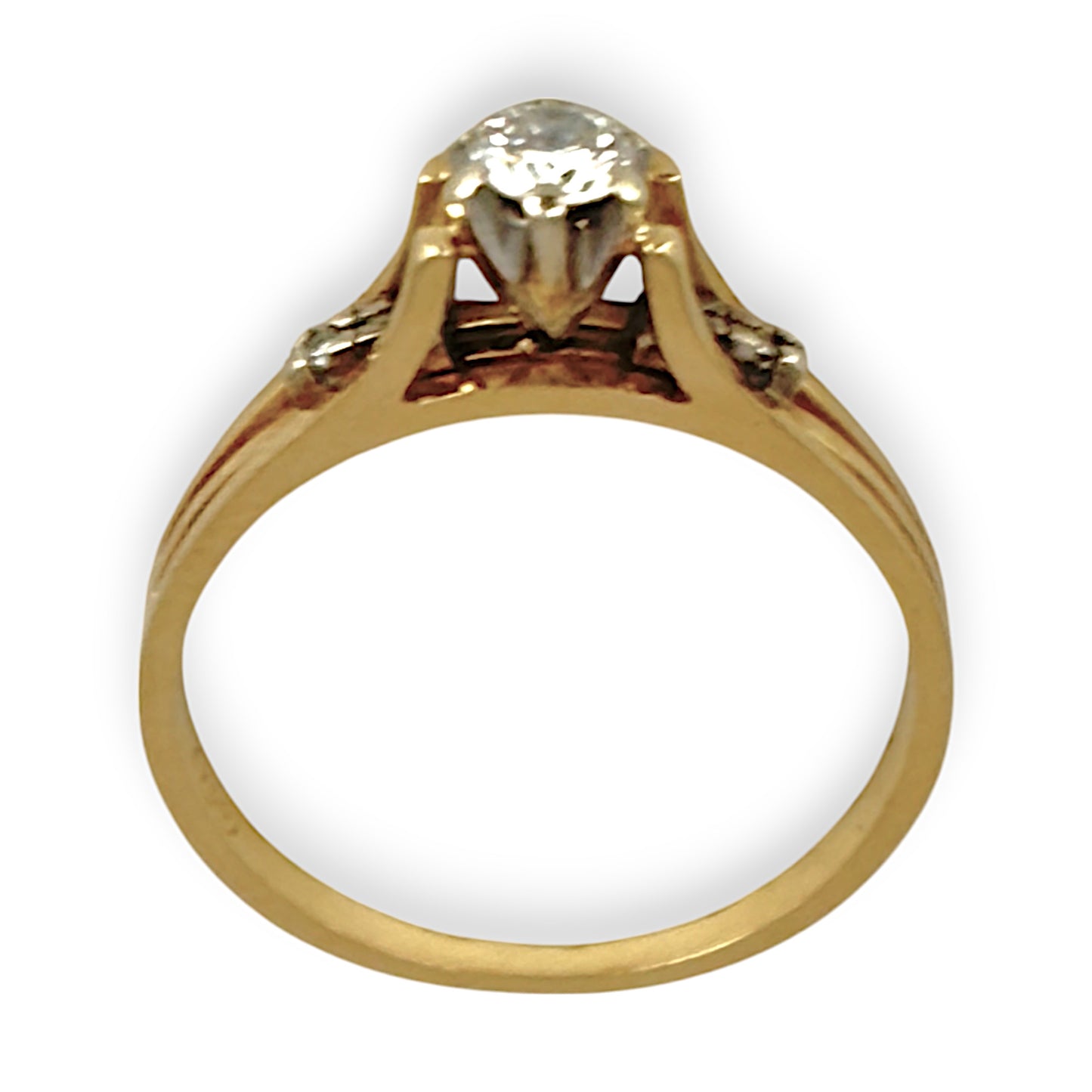 GOLD DEAL | 18ct (18K) Gold Solitaire Diamond 0.25ct Ring Size M1/2