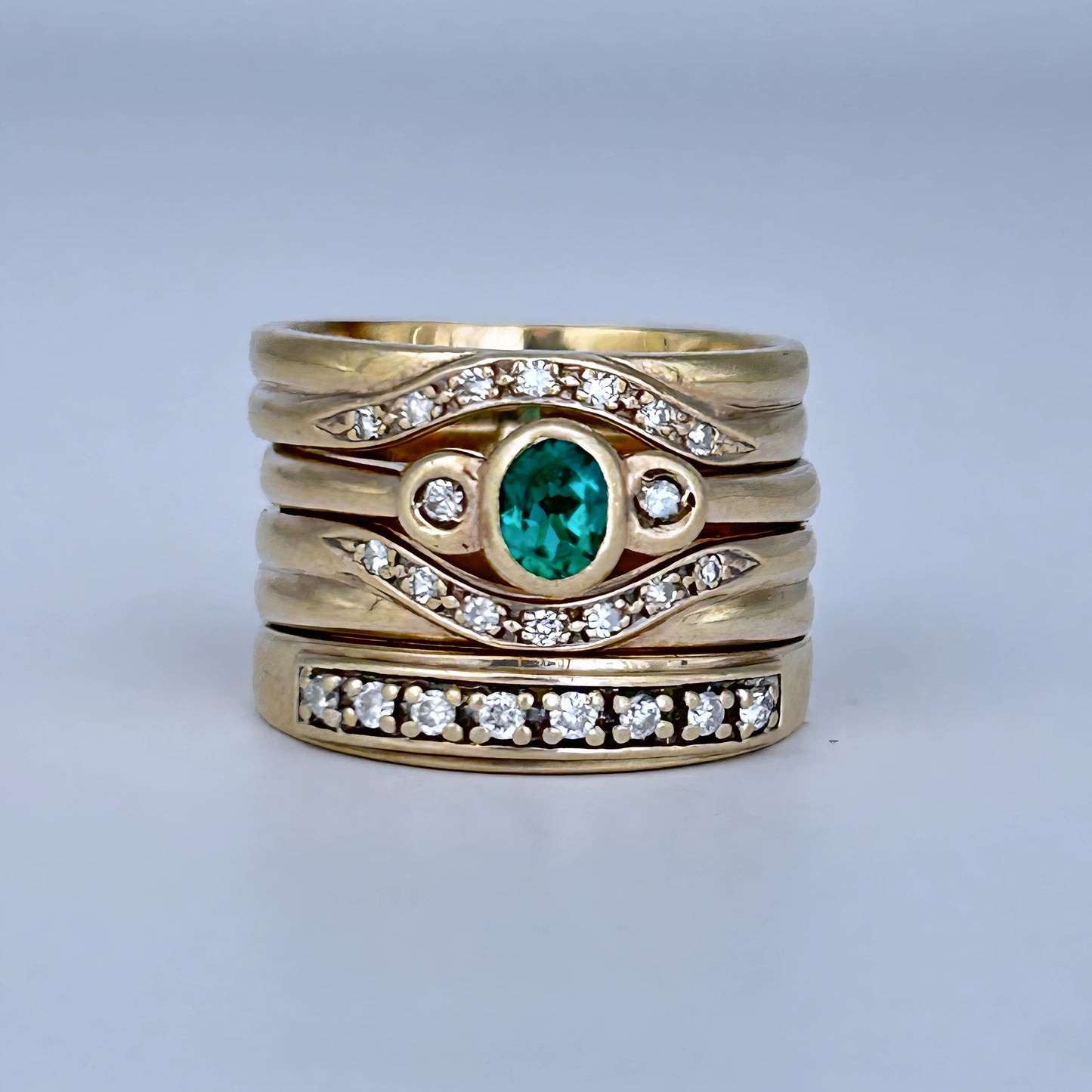 GOLD DEAL | 9kt Gold Emerald & Diamond Harmony Ring Valuation $5,400