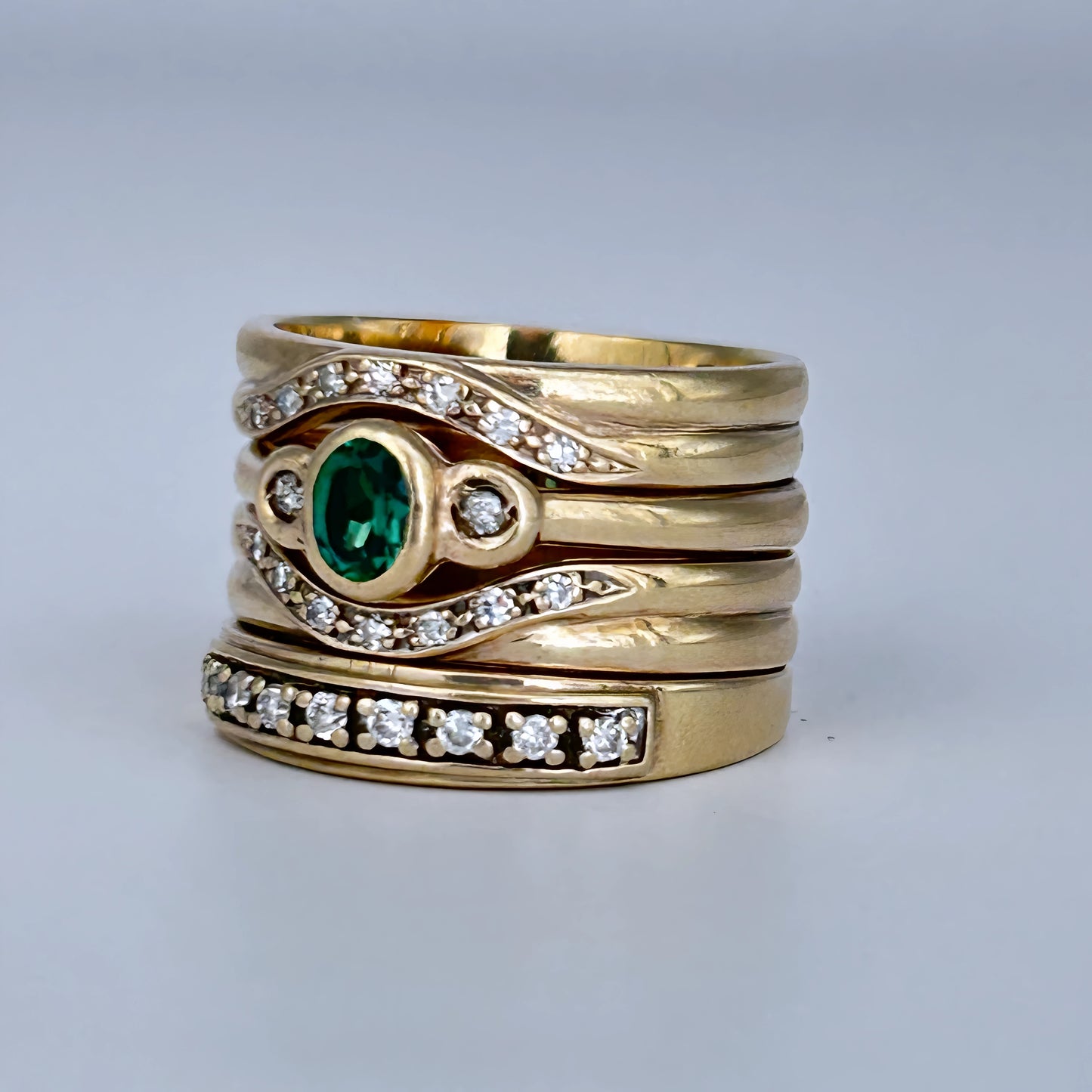 GOLD DEAL | 9kt Gold Emerald & Diamond Harmony Ring Valuation $5,400