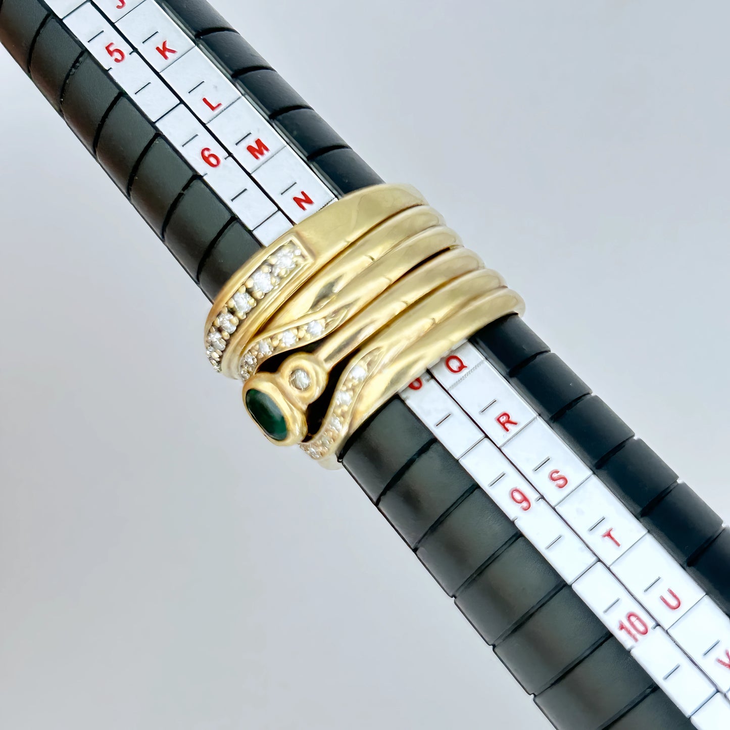 GOLD DEAL | 9kt Gold Emerald & Diamond Harmony Ring Valuation $5,400