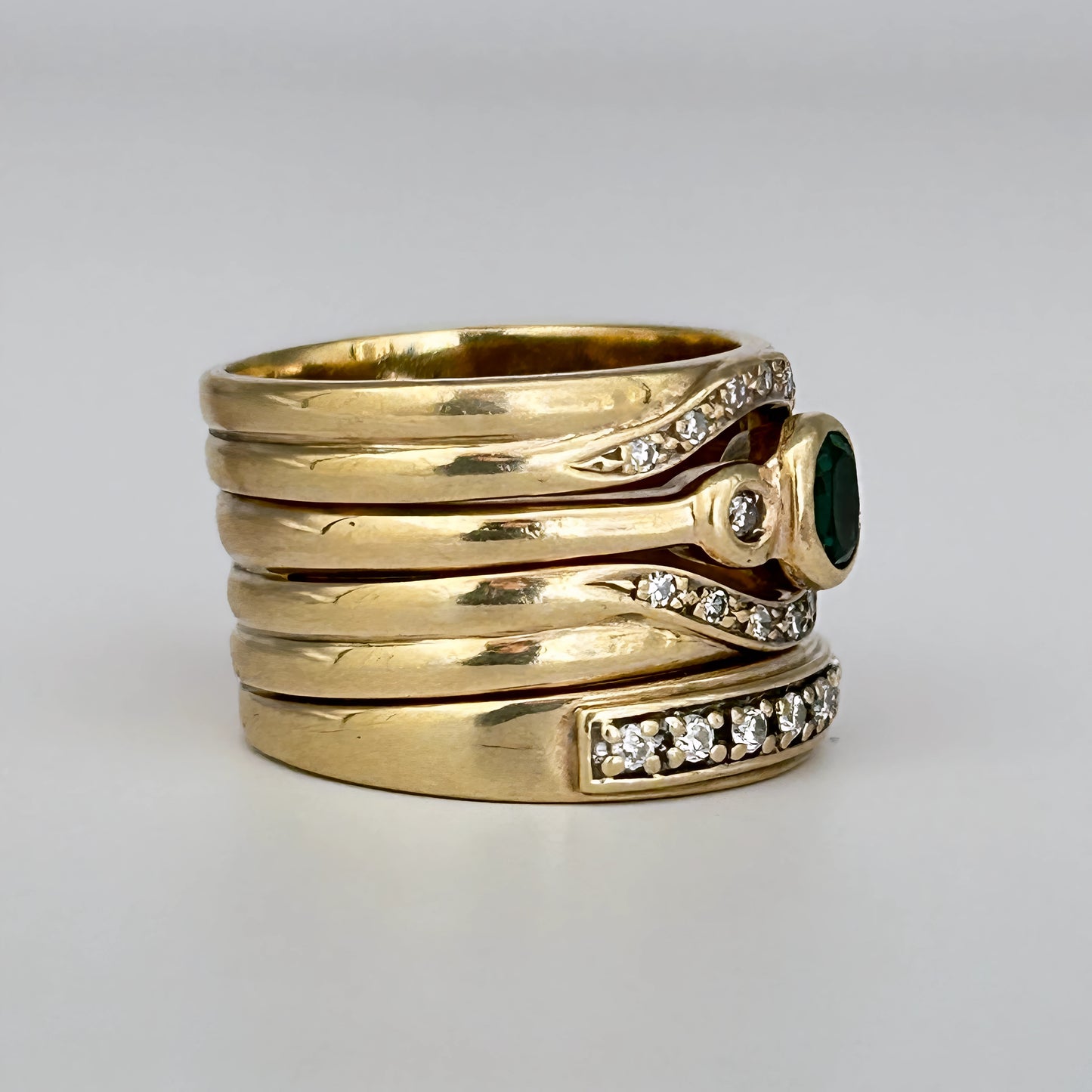 GOLD DEAL | 9kt Gold Emerald & Diamond Harmony Ring Valuation $5,400