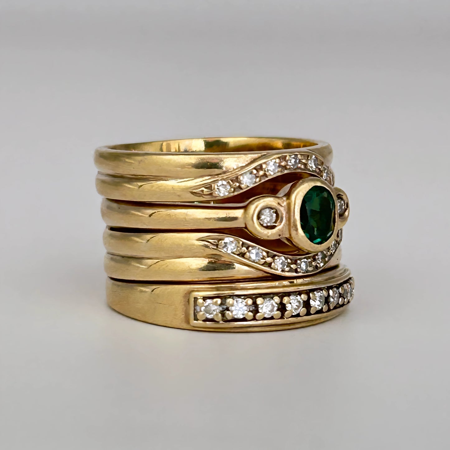 GOLD DEAL | 9kt Gold Emerald & Diamond Harmony Ring Valuation $5,400