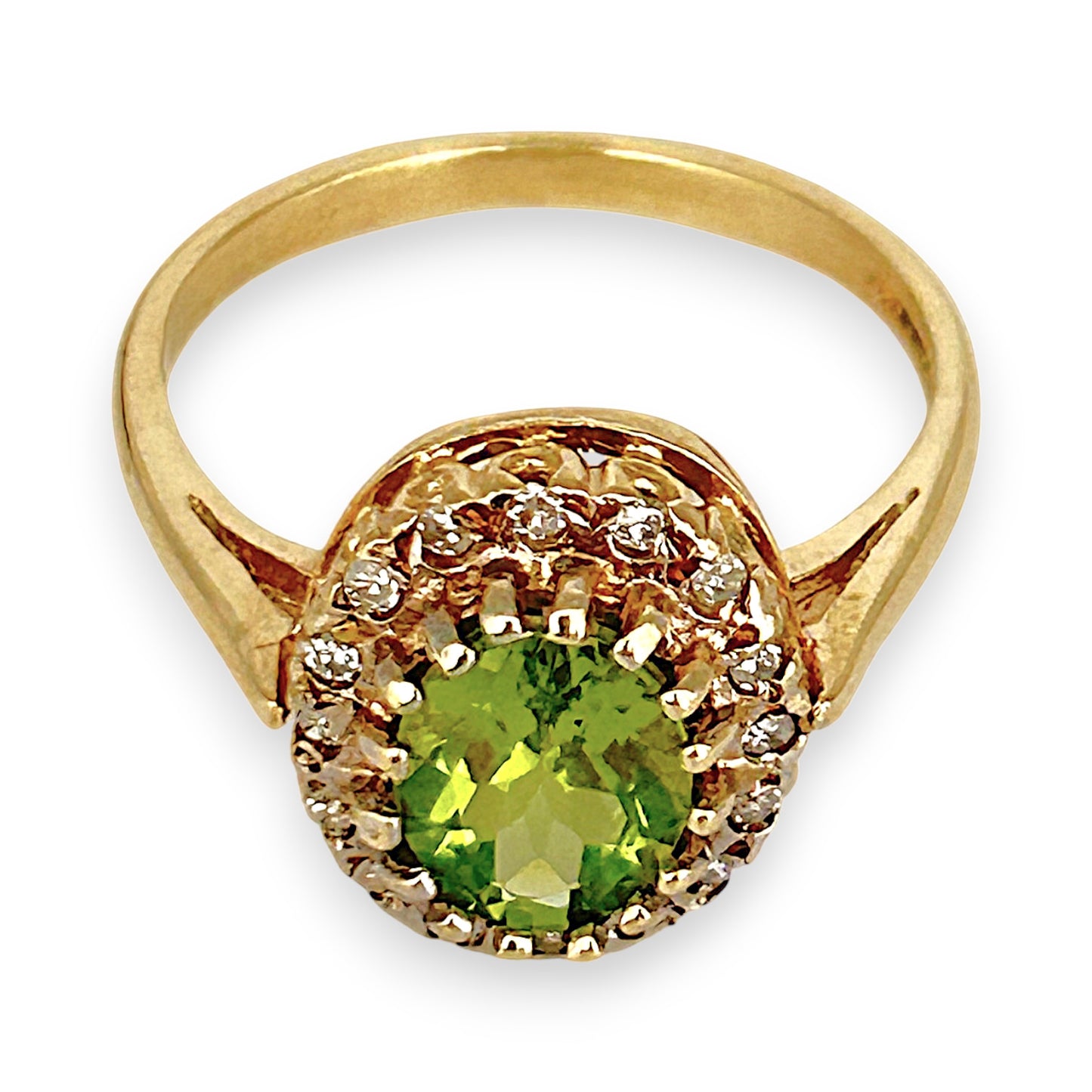 GOLD DEAL | 9kt Gold Halo of Eden Peridot Ring Valuation $2,100