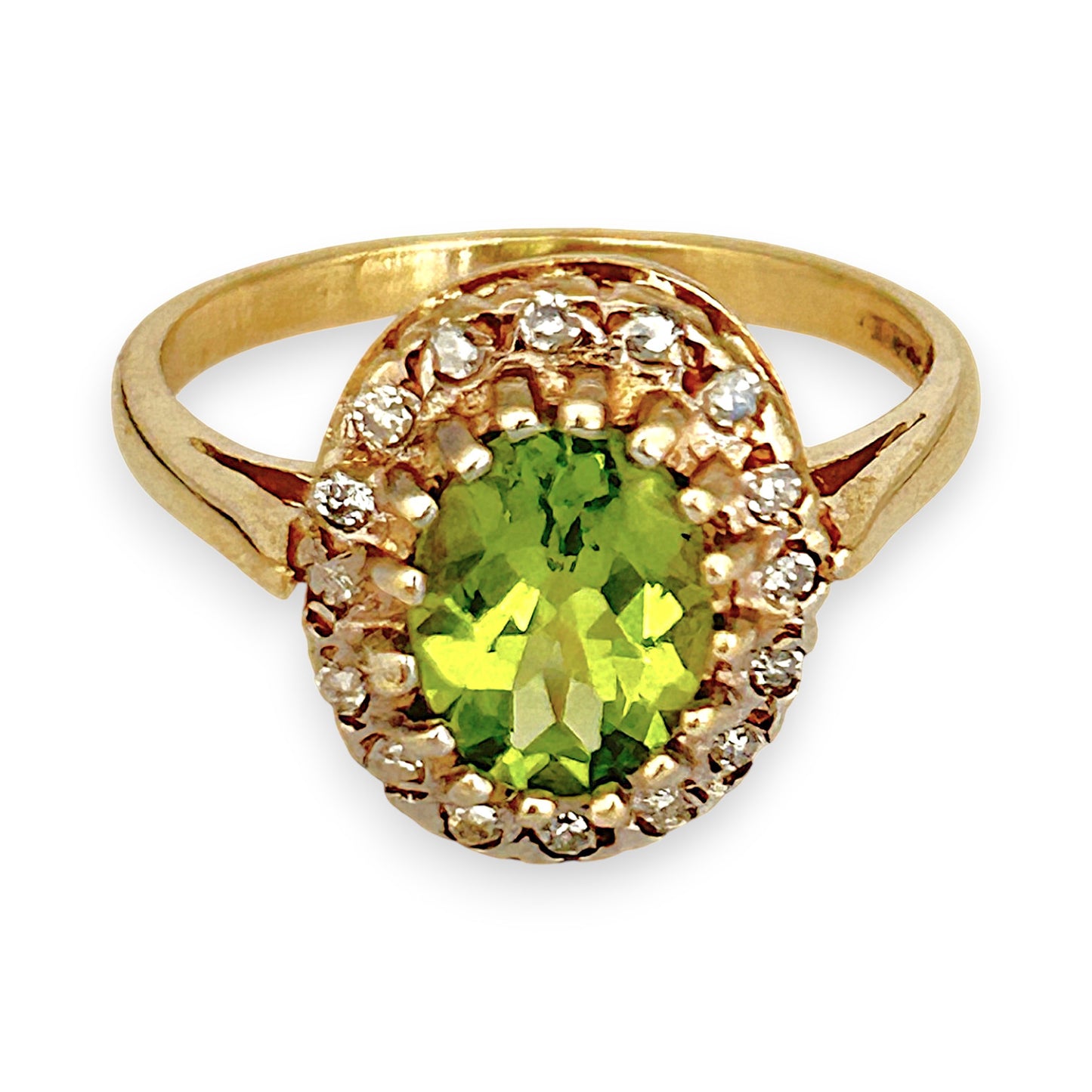 GOLD DEAL | 9kt Gold Halo of Eden Peridot Ring Valuation $2,100