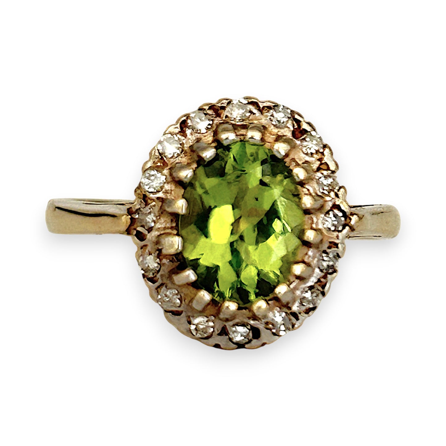 GOLD DEAL | 9kt Gold Halo of Eden Peridot Ring Valuation $2,100