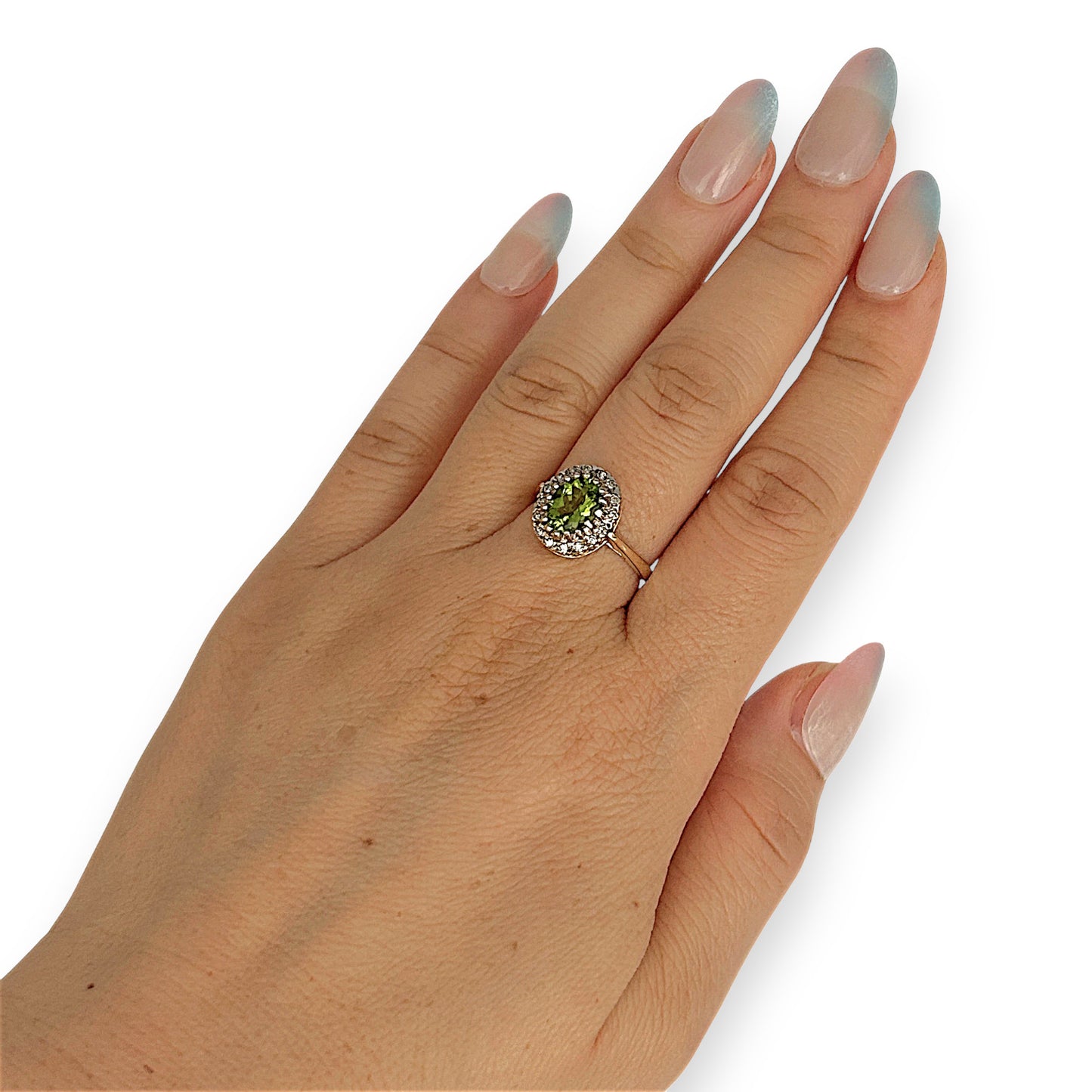 GOLD DEAL | 9kt Gold Halo of Eden Peridot Ring Valuation $2,100