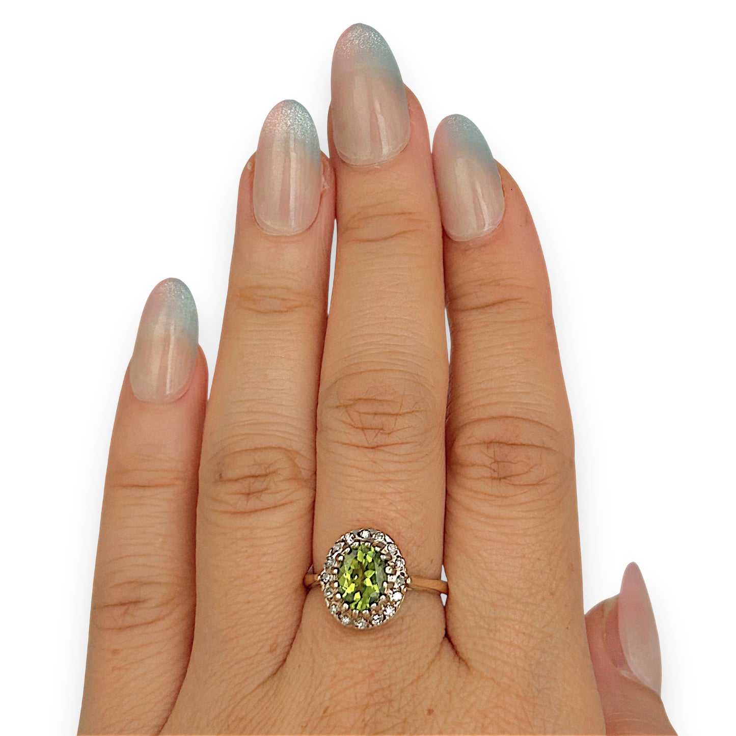 GOLD DEAL | 9kt Gold Halo of Eden Peridot Ring Valuation $2,100