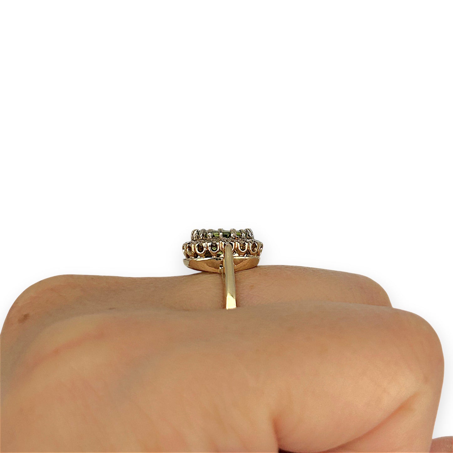 GOLD DEAL | 9kt Gold Halo of Eden Peridot Ring Valuation $2,100