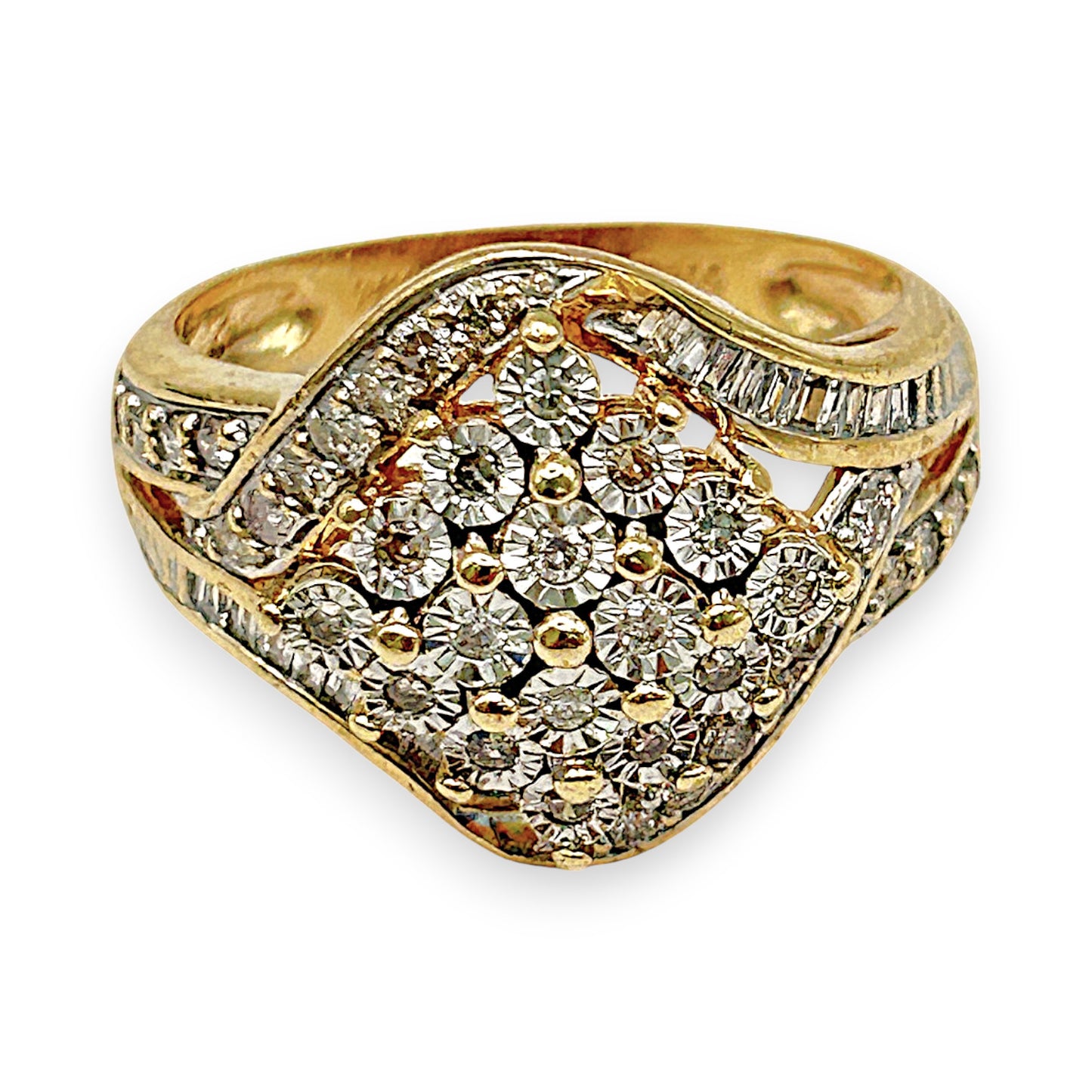 GOLD DEAL | 9kt Gold PROUNDS Radiance Cluster Ring Valuation $2,700